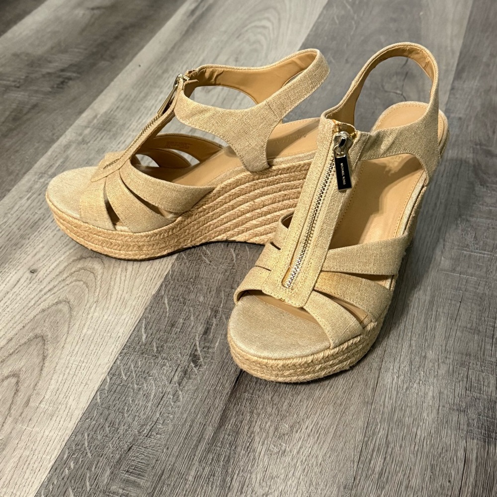Michael Kors Gold Berkley Wedge Sandal Sz. 8.5
